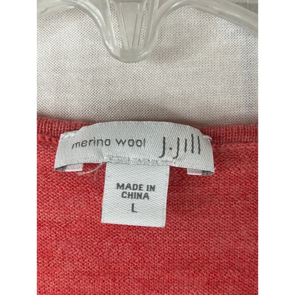 J. Jill Merino Wool 3/4 sleeve tunic sweater in coral, size L, EUC - Picture 2 of 9